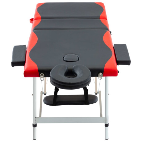 vidaXL Massagetafel inklapbaar 3 zones aluminium zwart en rood afbeelding2 - 1