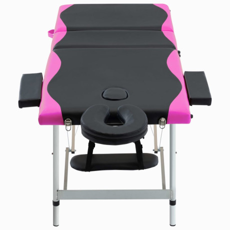 vidaXL Massagetafel inklapbaar 3 zones aluminium zwart en roze afbeelding2 - 1