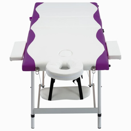 vidaXL Massagetafel inklapbaar 3 zones aluminium wit en paars afbeelding2 - 1