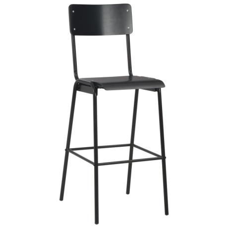 vidaXL Barstoelen 6 st massief multiplex staal zwart afbeelding2 - 1