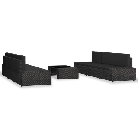 vidaXL 7-delige Loungeset poly rattan zwart afbeelding2 - 1