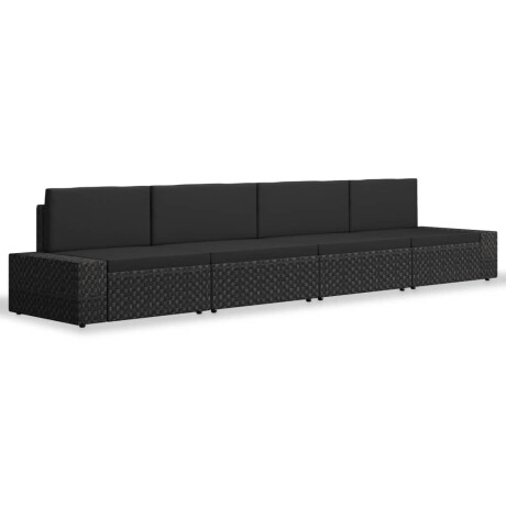 vidaXL 4-delige Loungeset poly rattan zwart afbeelding2 - 1