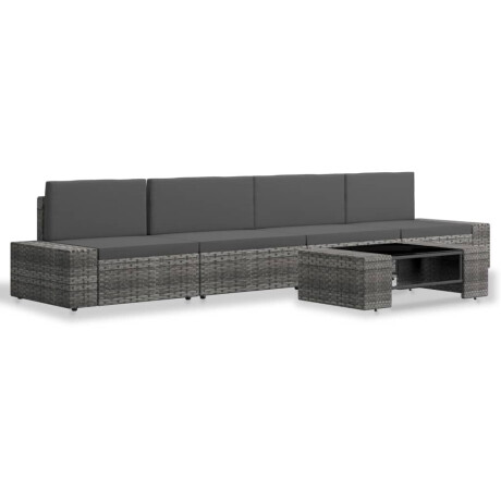 vidaXL 5-delige Loungeset poly rattan grijs afbeelding2 - 1