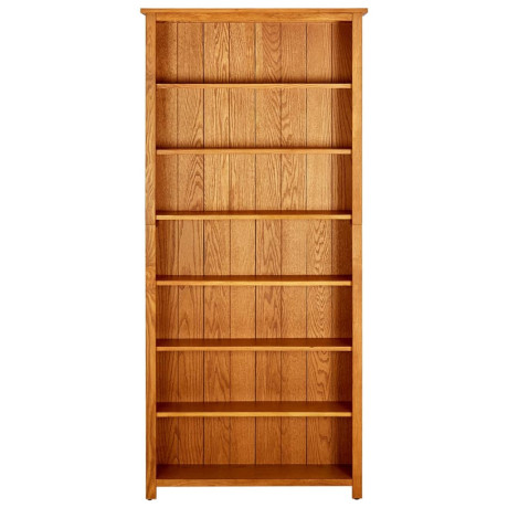 vidaXL Boekenkast met 7 schappen 90x22,5x200 cm massief eikenhout afbeelding2 - 1