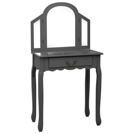 vidaXL Kaptafel met kruk 65x36x128 cm paulowniahout MDF grijs afbeelding2 - 1