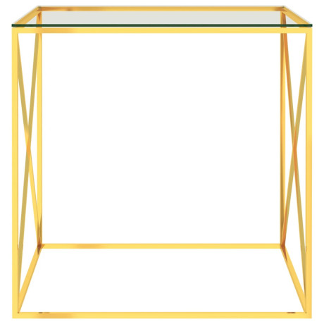 vidaXL Salontafel 55x55x55 cm roestvrij staal en glas goudkleurig afbeelding2 - 1