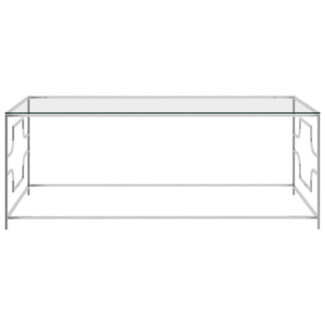 vidaXL Salontafel 120x60x45 cm roestvrij staal en glas zilverkleurig afbeelding2 - 1