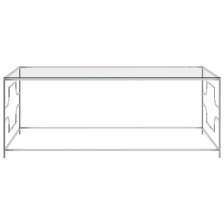 vidaXL Salontafel 120x60x45 cm roestvrij staal en glas zilverkleurig afbeelding2 - 1