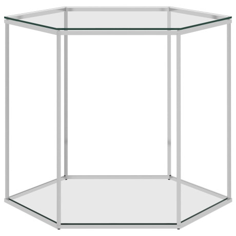 vidaXL Salontafel 60x53x50 cm roestvrij staal en glas zilverkleurig afbeelding2 - 1