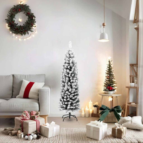 vidaXL Kunstkerstboom met sneeuw smal 150 cm PVC groen afbeelding2 - 1