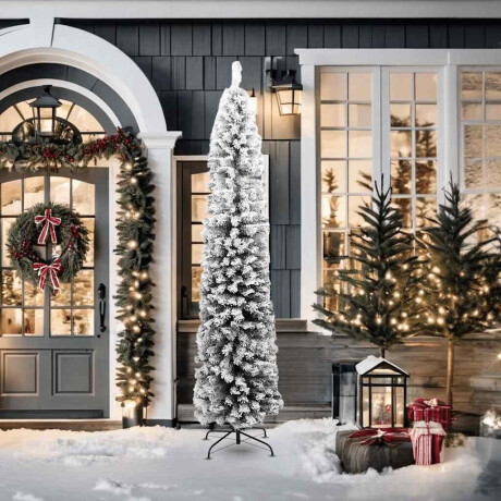 vidaXL Kunstkerstboom met sneeuw smal 210 cm PVC groen afbeelding2 - 1