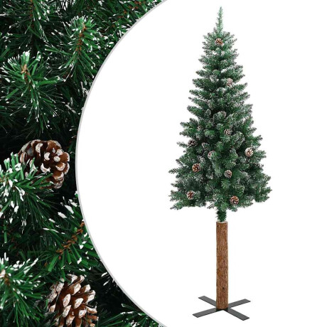 vidaXL Kerstboom met echt hout en sneeuw smal 180 cm groen afbeelding2 - 1