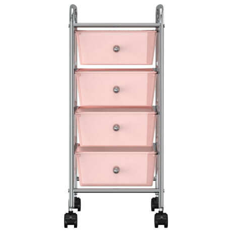 vidaXL Opbergtrolley met 4 lades mobiel kunststof roze afbeelding2 - 1