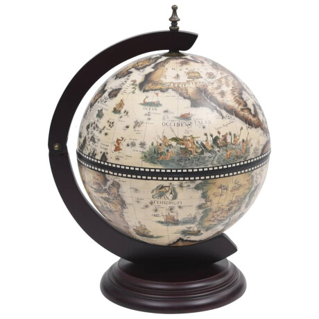 vidaXL Globebar tafelmodel eucalyptushout wit afbeelding2 - 1