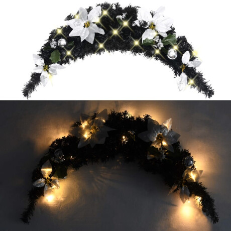 vidaXL Kerstboog met LED-lampjes 90 cm PVC zwart afbeelding2 - 1