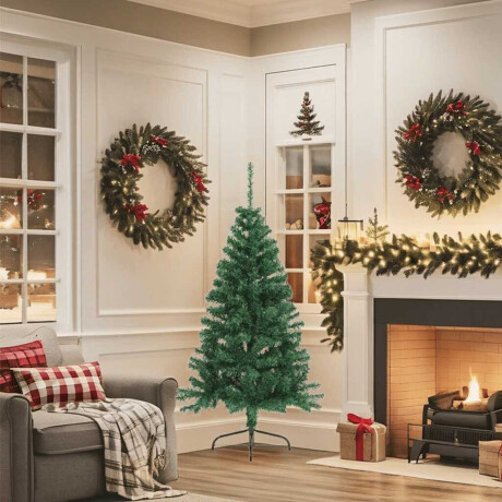 vidaXL Kunstkerstboom met standaard half 150 cm PVC groen afbeelding2 - 1