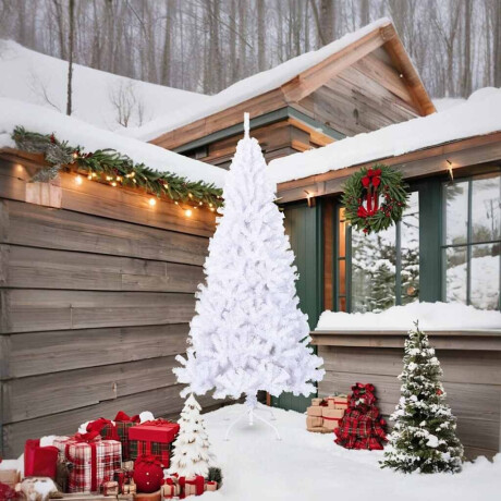 vidaXL Kunstkerstboom met dikke takken 210 cm PVC wit afbeelding2 - 1