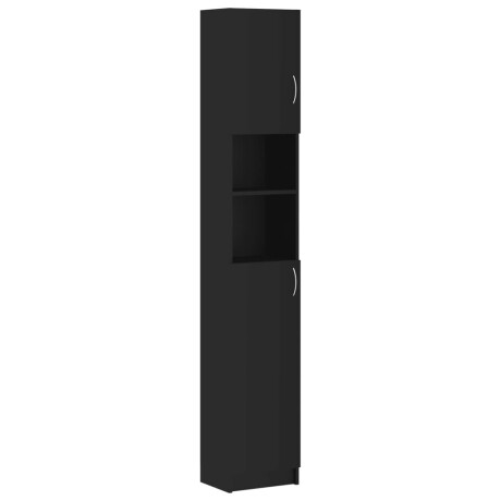 vidaXL Badkamerkast 32x25,5x190 cm bewerkt hout zwart afbeelding2 - 1