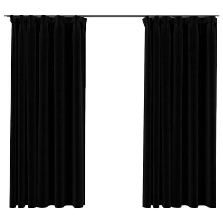 vidaXL Gordijnen linnen-look verduisterend haken 2 st 140x175 cm zwart afbeelding2 - 1