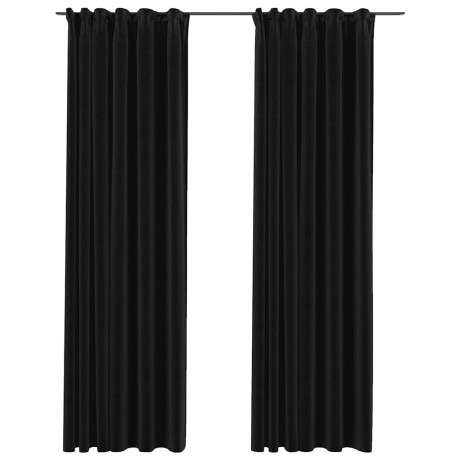 vidaXL Gordijnen linnen verduisterend haken 2 st 140x225 cm antraciet afbeelding2 - 1