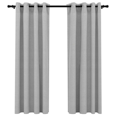 vidaXL Gordijnen linnen-look verduisterend ogen 2 st 140x175 cm grijs afbeelding2 - 1