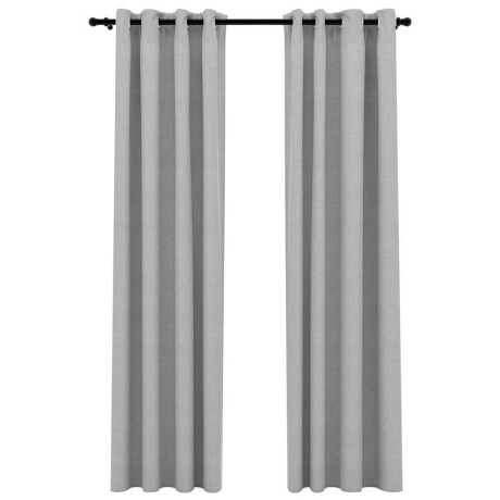 vidaXL Gordijnen linnen-look verduisterend ogen 2 st 140x245 cm grijs afbeelding2 - 1