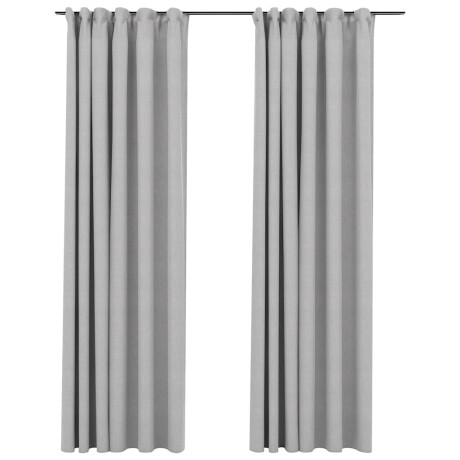 vidaXL Gordijnen linnen-look verduisterend haken 2 st 140x245 cm grijs afbeelding2 - 1