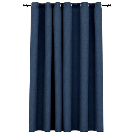 vidaXL Gordijn linnen-look verduisterend met ogen 290x245 cm blauw afbeelding2 - 1