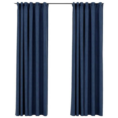 vidaXL Gordijnen linnen-look verduisterend haken 2 st 140x225 cm blauw afbeelding2 - 1