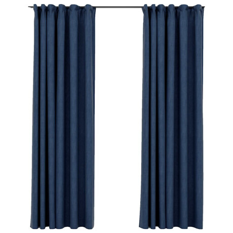 vidaXL Gordijnen linnen-look verduisterend haken 2 st 140x245 cm blauw afbeelding2 - 1