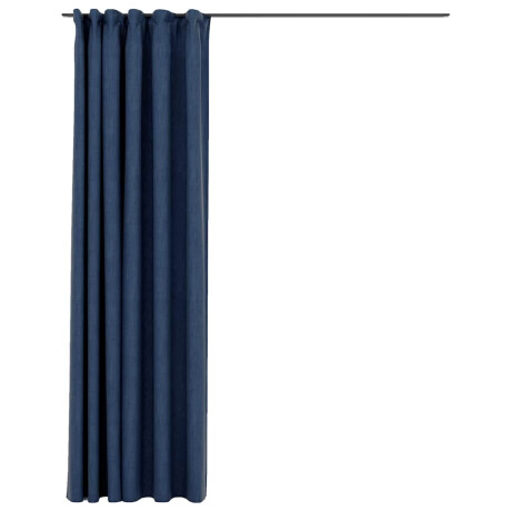 vidaXL Gordijn linnen-look verduisterend met haken 290x245 cm blauw afbeelding2 - 1