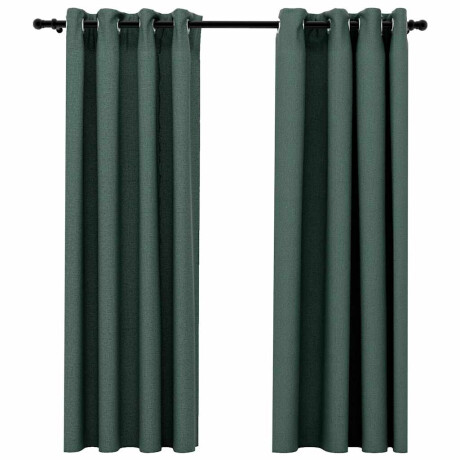 vidaXL Gordijnen linnen-look verduisterend ogen 2 st 140x175 cm groen afbeelding2 - 1