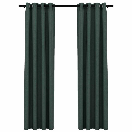 vidaXL Gordijnen linnen-look verduisterend ogen 2 st 140x245 cm groen afbeelding2 - 1