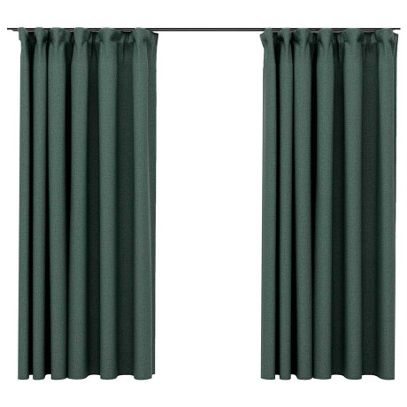 vidaXL Gordijnen linnen-look verduisterend haken 2 st 140x175 cm groen afbeelding2 - 1