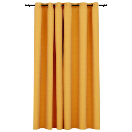 vidaXL Gordijn linnen-look verduisterend met ogen 290x245 cm geel afbeelding2 - 1