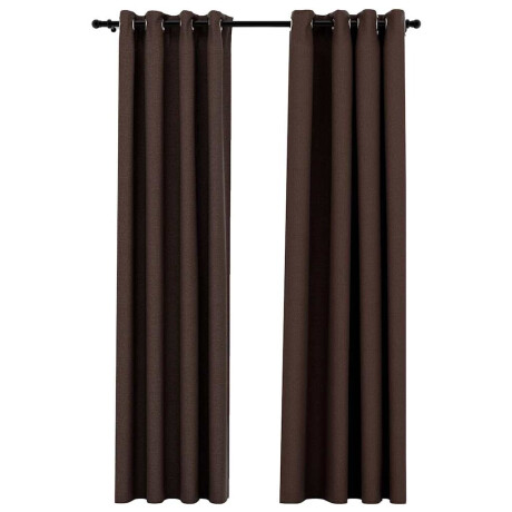 vidaXL Gordijnen linnen-look verduisterend ogen 2 st 140x225 cm taupe afbeelding2 - 1