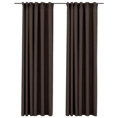vidaXL Gordijnen linnen-look verduisterend haken 2 st 140x225 cm taupe afbeelding2 - 1