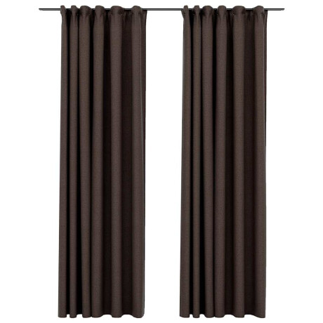 vidaXL Gordijnen linnen-look verduisterend haken 2 st 140x245 cm taupe afbeelding2 - 1