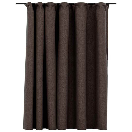 vidaXL Gordijn linnen-look verduisterend met haken 290x245 cm taupe afbeelding2 - 1