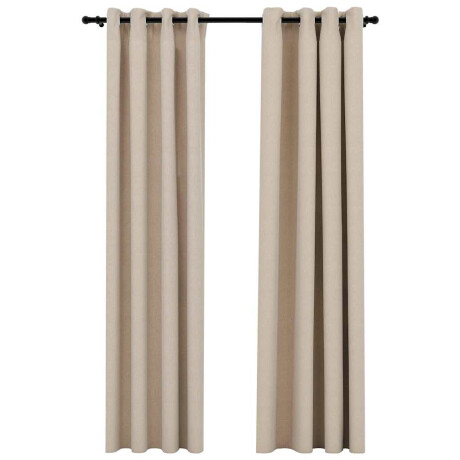 vidaXL Gordijnen linnen-look verduisterend ogen 2 st 140x225 cm beige afbeelding2 - 1