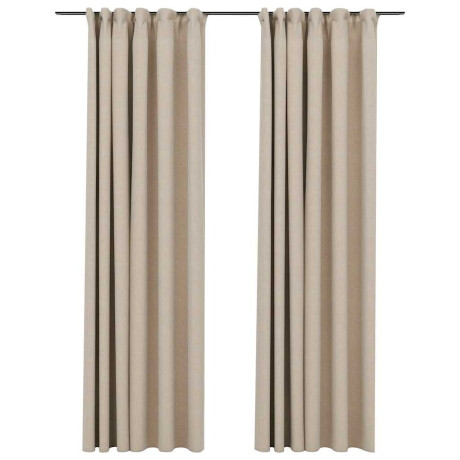 vidaXL Gordijnen linnen-look verduisterend haken 2 st 140x245 cm beige afbeelding2 - 1