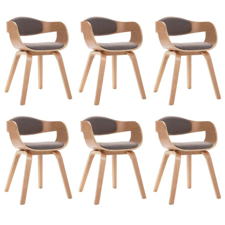 vidaXL Eetkamerstoelen 6 st gebogen hout en stof taupe afbeelding2 - 1