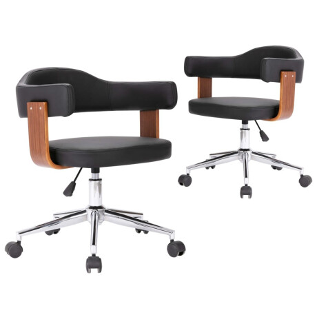 vidaXL Eetkamerstoelen draaibaar 2 st gebogen hout en kunstleer zwart afbeelding2 - 1