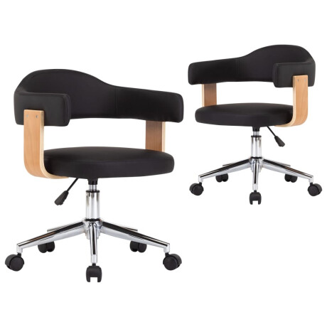 vidaXL Eetkamerstoelen draaibaar 2 st kunstleer zwart afbeelding2 - 1