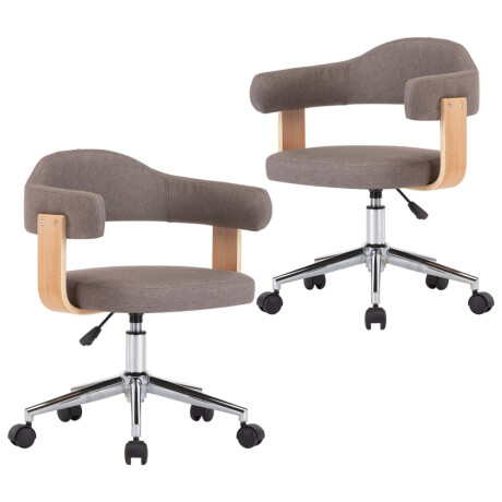 vidaXL Eetkamerstoelen draaibaar 2 st gebogen hout en stof taupe afbeelding2 - 1