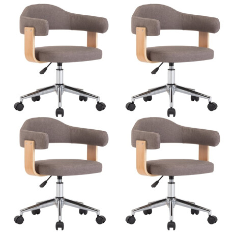 vidaXL Eetkamerstoelen 4 st draaibaar gebogen hout en stof taupe afbeelding2 - 1