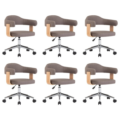 vidaXL Eetkamerstoelen 6 st draaibaar gebogen hout en stof taupe afbeelding2 - 1