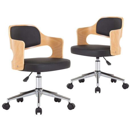 vidaXL Eetkamerstoelen draaibaar 2 st gebogen hout en kunstleer zwart afbeelding2 - 1