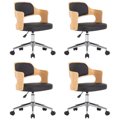 vidaXL Eetkamerstoelen 4 st draaibaar gebogen hout en kunstleer zwart afbeelding2 - 1