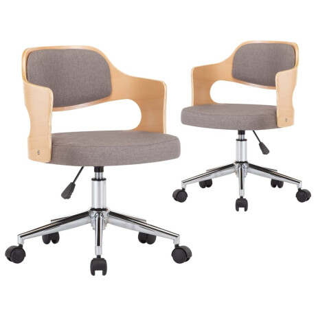 vidaXL Eetkamerstoelen draaibaar 2 st gebogen hout en stof taupe afbeelding2 - 1